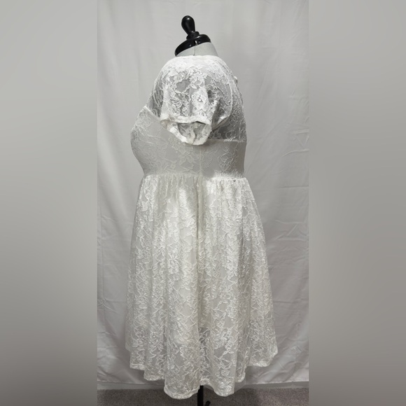 SOLD NWOT Plus Size Fit & Flare Lace White Dress SHEIN 2XL/16W Bridal Shower - Picture 6 of 16